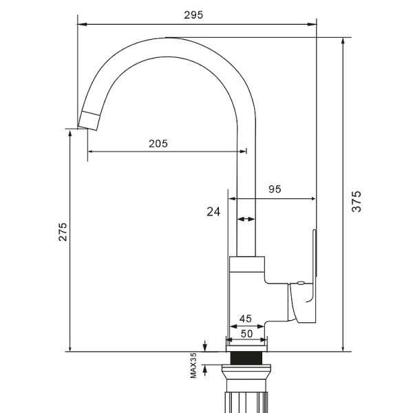 Смеситель для кухни Wesnaart Ray хром (RAY11-110)