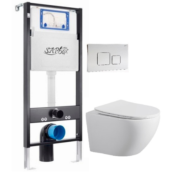 Комплект инсталляция с унитазом Sapbox Sbox Notis с клавишей хром (SET.SBOX7262W.0209)