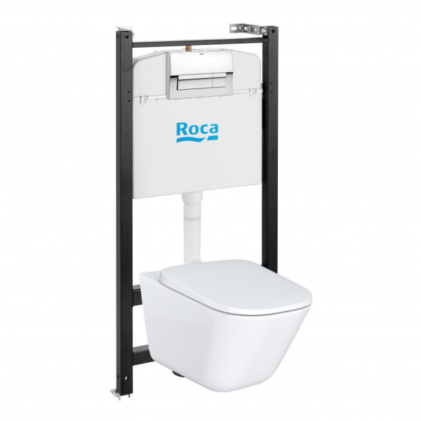 Инсталляция с унитазом Roca The Gap с сиденьем микролифт, с клавишей смыва хром глянцевый (7.8931.0.410.0)