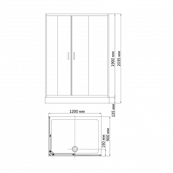 Душевой уголок BandHours Toledo 912 90х120 поддон в комплекте, стекло прозрачное, профиль хром Душевой уголок BandHours Toledo 912 90х120 поддон в комплекте, стекло прозрачное, профиль хром
