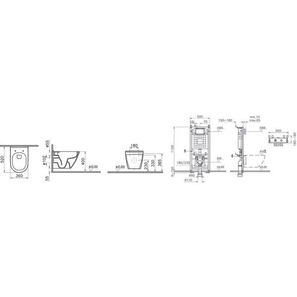 Комплект инсталляция Vitra c унитазом S50, с сидением, клавишей (9003B003-7201) хром