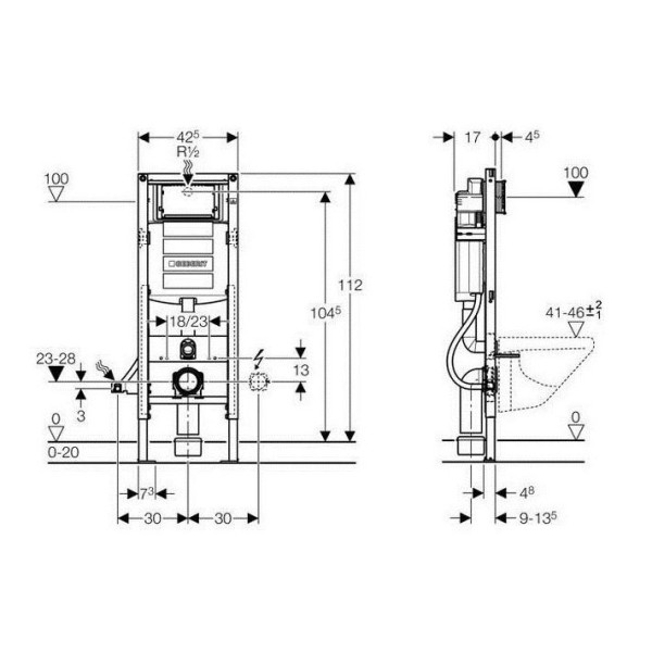 Инсталляция для подвесного унитаза Geberit Duofix UP 320 (111.350.00.5) Инсталляция для подвесного унитаза Geberit Duofix UP 320 (111.350.00.5)