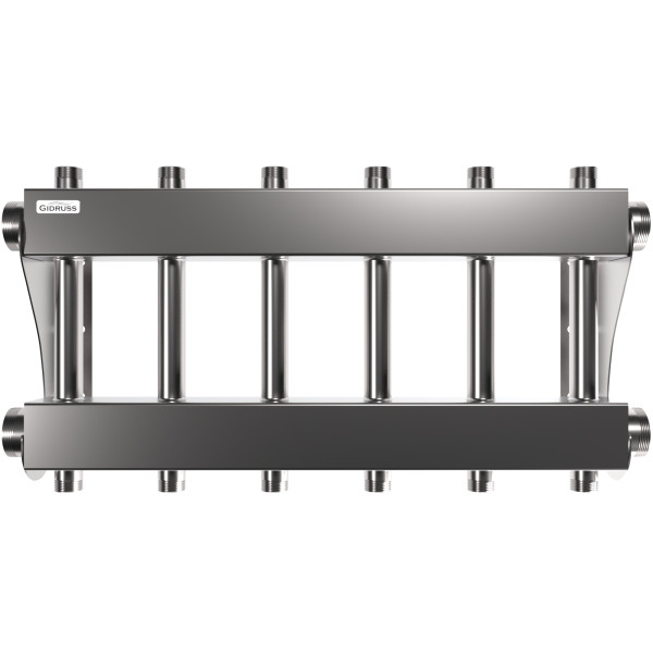 Коллектор модульный Gidruss MKSS-250-6DU (до 250 кВт, 2 магистр. подкл. G 2", 3 контура G 1" вверх и 3 вниз, нерж ст.) Коллектор модульный Gidruss MKSS-250-6DU (до 250 кВт, 2 магистр. подкл. G 2", 3 контура G 1" вверх и 3 вниз, нерж ст.)