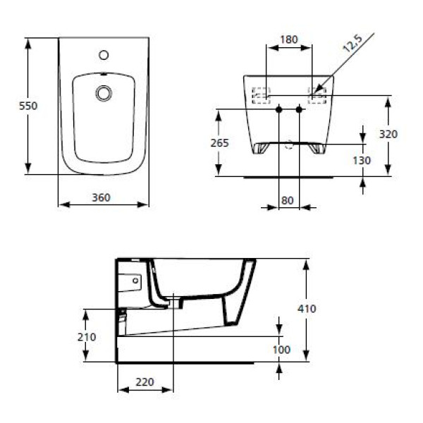 Биде подвесное Ideal Standard Simply U 310x550x360 (J469401)