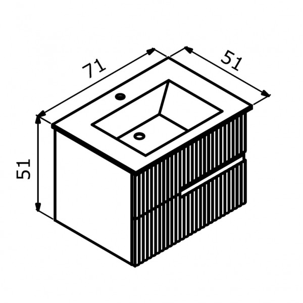 Тумба подвесная Orka Moonlight 710x510x510 с раковиной антрацит матовый (5003439)