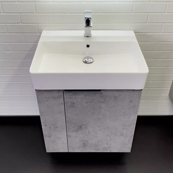 Тумба подвесная с раковиной Comforty Асти 600x455x700 дуб светлый (00-00019191)