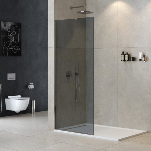 Душевая перегородка Cezares Liberta 110x195 стекло тонированное (графит), профиль хром (LIBERTA-L-1-TB-110-GR-Cr)