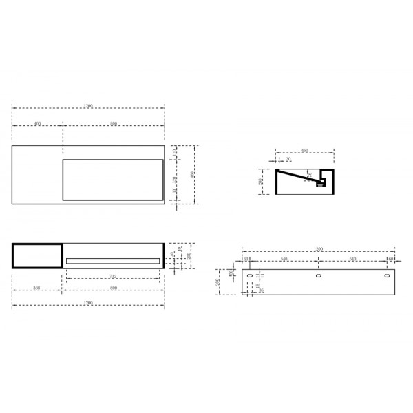 Тумба-раковина подвесная Abber Stein 200x1200x460 белая матовая (AS2640-1.2 L)