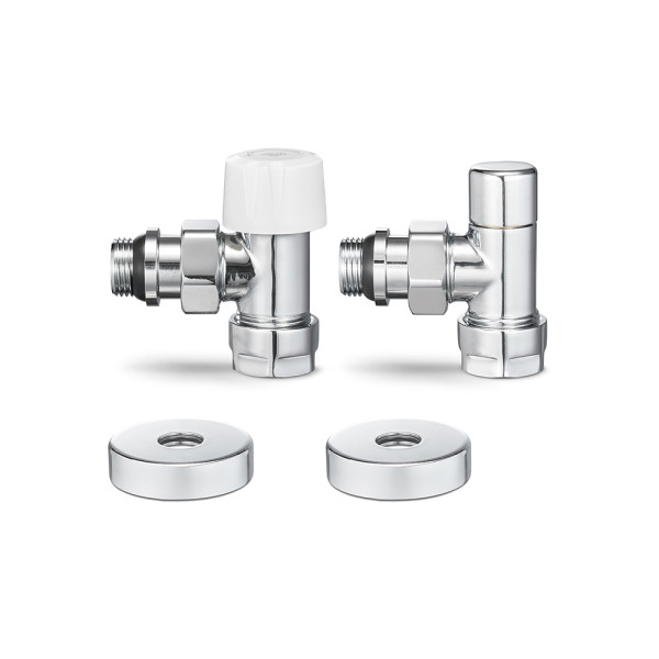 Комплект радиаторных клапанов угловой 1/2"х3/4"(18)ЕК Varmega №1 (хром) (VMDV10-410415)