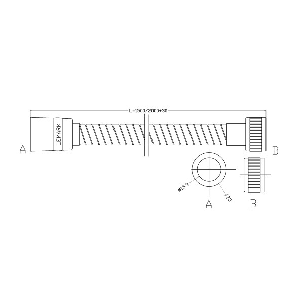 Шланг душевой Lemark растяжной 150-200 см TURN-FREE (LE8039B) Шланг душевой Lemark растяжной 150-200 см TURN-FREE (LE8039B)