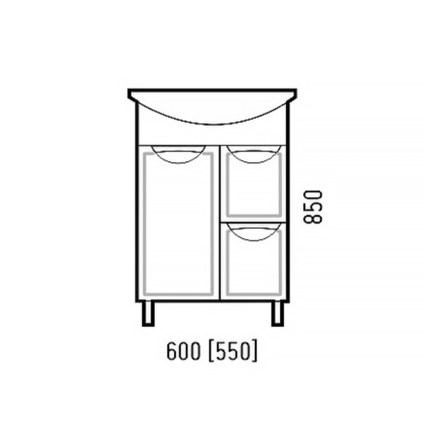 Тумба напольная Melodia Альфа 60 (Элеганс 60) 2 ящика 1 дверь белая (MFR80014WT)
