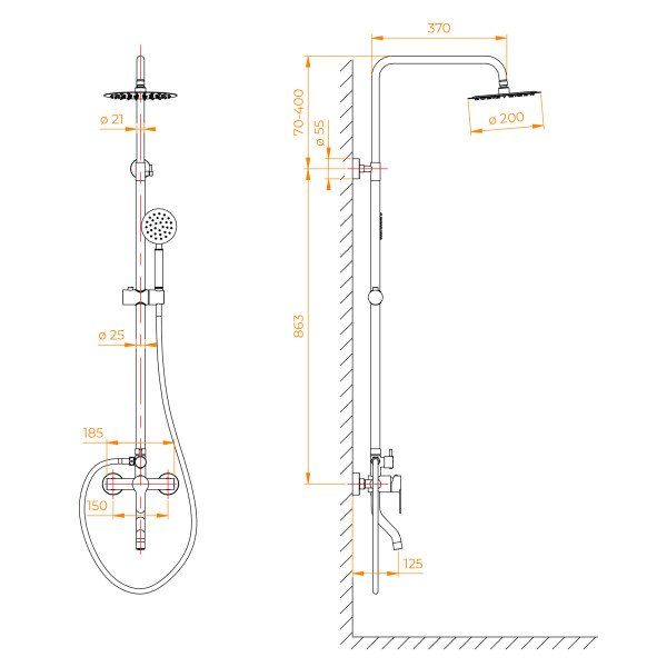 Душевая система RGW Shower Panels черный (59140124-04) Душевая система RGW Shower Panels черный (59140124-04)