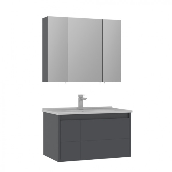 Тумба подвесная Orka Likya 800x500x460 с раковиной антрацит матовый (5002491)