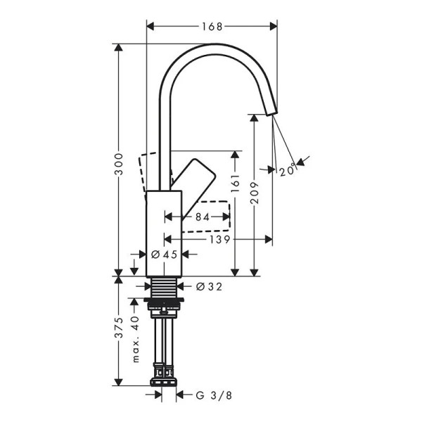 Смеситель для раковины Hansgrohe Vivenis черный (75032670)