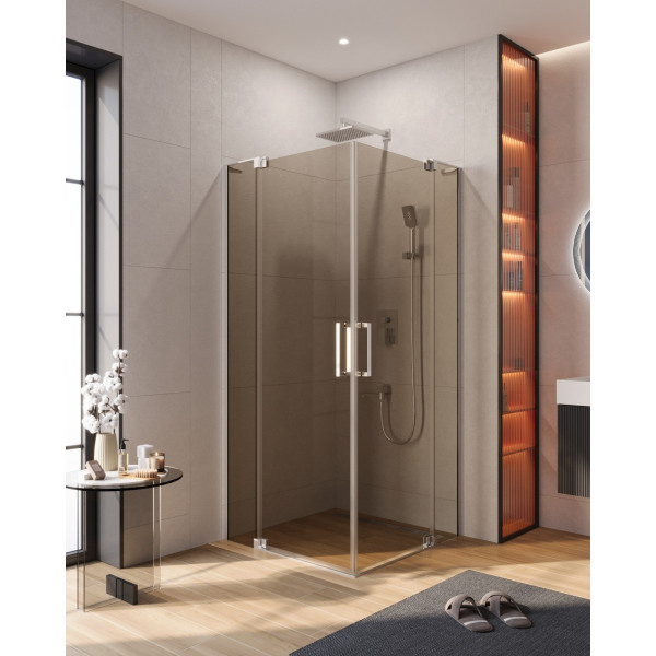Душевой уголок Cezares Slider 90x90x195 стекло бронза, профиль хром (SLIDER-A-2-90/100-BR-Cr)