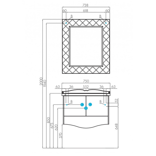 Зеркало Aquaton Венеция 738x24x842 белый (1.A151.1.02V.NL1.0)