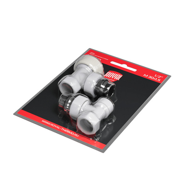 Комплект термостатический угловой 1/2" Royal Thermo Design М30х1,5 (Белый) (RATVDU11212WH) Комплект термостатический угловой 1/2" Royal Thermo Design М30х1,5 (Белый) (RATVDU11212WH)