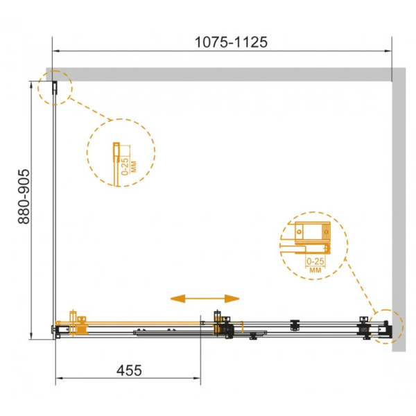 Душевой уголок Cezares Stylos 110x90 стекло прозрачное (STYLUS-SOFT-AH-1-110/90-C-Cr)