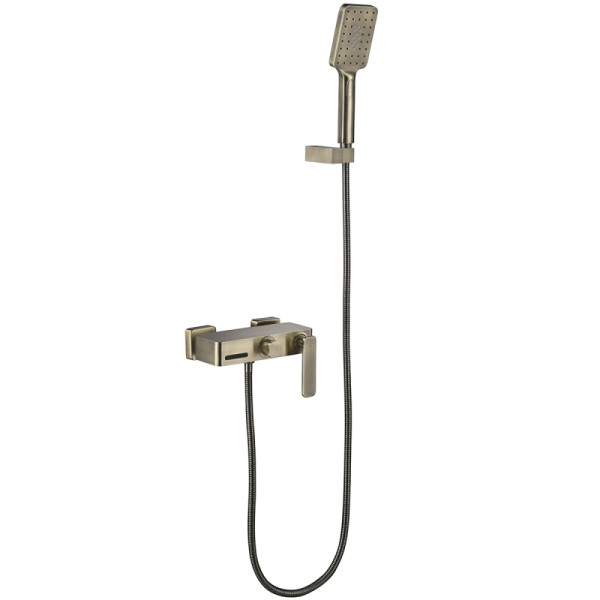 Смеситель для ванны и душа Timo Torne золотой, лейка душевая 2 режима, шланг для душа, держатель (4314/02Y)