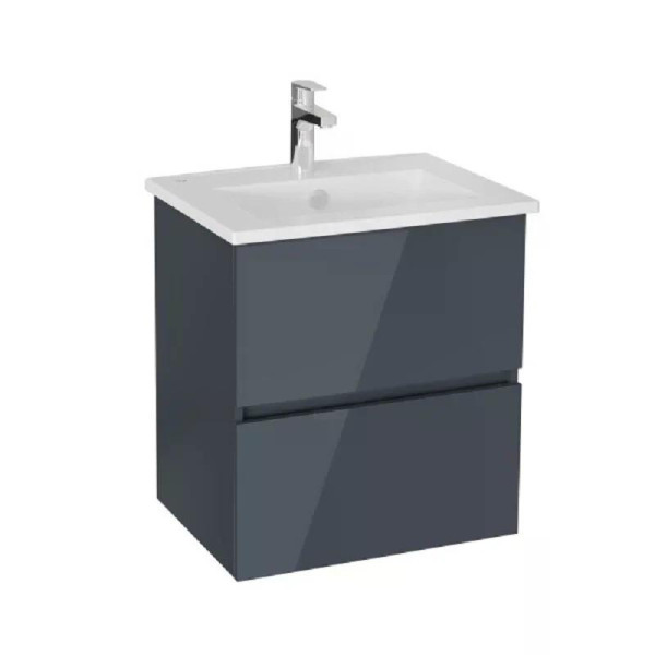 Тумба подвесная Vitra Mia Plus Square с 2 ящиками с раковиной 60 см цвет антрацит глянец (69729)