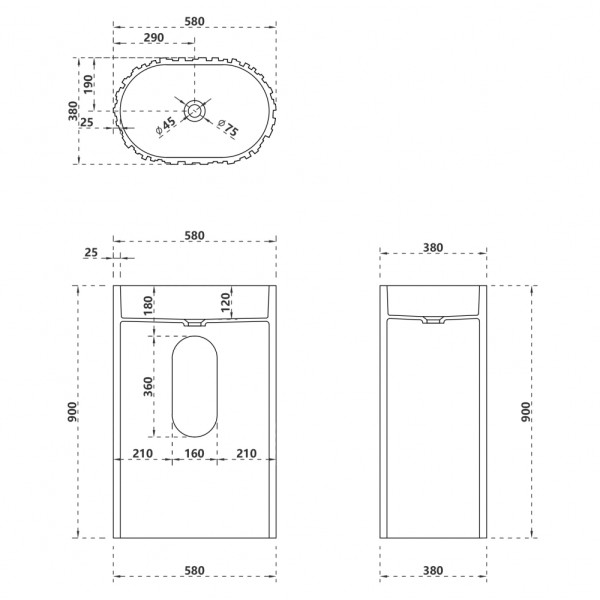 Раковина напольная Abber Stein 580x380 белый матовый (AS2551-H)