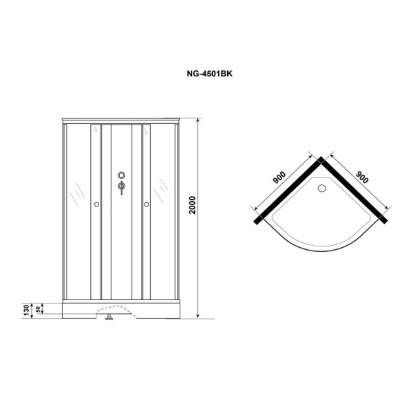 Душевая кабина Eco 90x90 стекло тонированное, профиль хром матовый (E90/13/TN/BK)