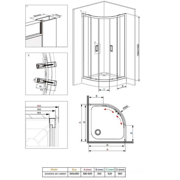 Душевой уголок 90х90 Damixa Skyline (DX35WG-301-090MT)