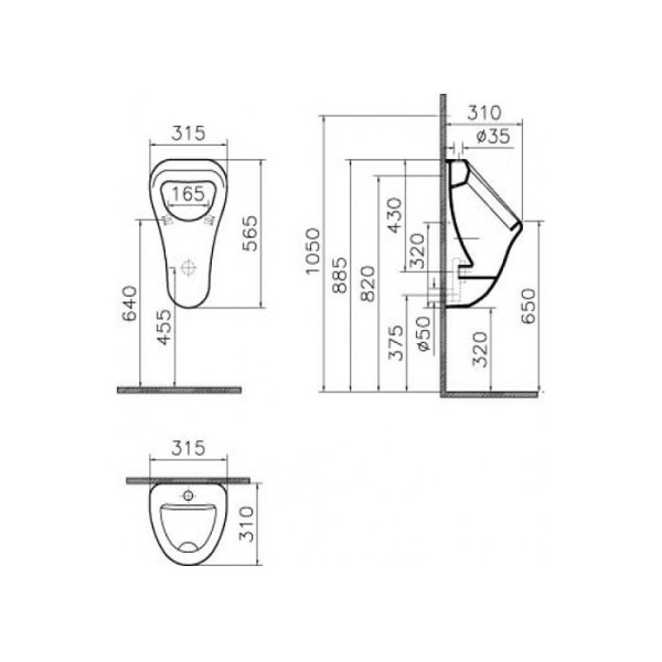 Писсуар подвесной Vitra Urinal подвод воды сверху (6202B003-0198)