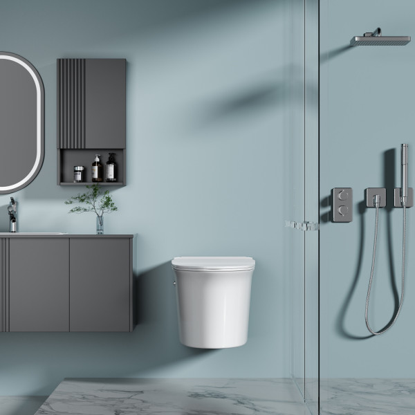 Унитаз подвсеной Abber Bequem с импульсным смывом белый (AC1124P) Унитаз подвсеной Abber Bequem с импульсным смывом белый (AC1124P)