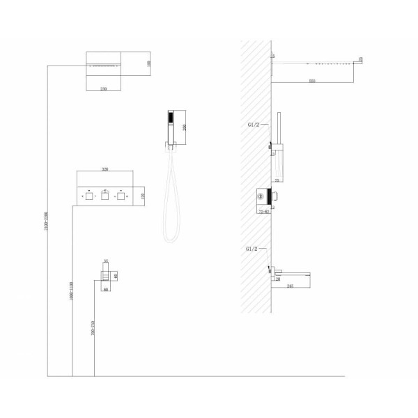 Душевая система Abber Daheim золото матовое (AF8253G)