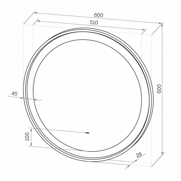 Зеркало с подсветкой Континент Planet black Led D 600 с бесконтактным сенсором (ЗЛП623)