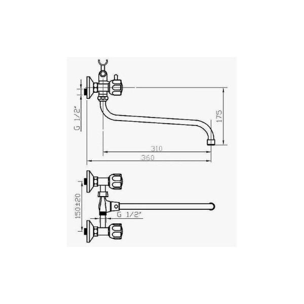 Смеситель для ванны и душа Dlin хром (D140817)