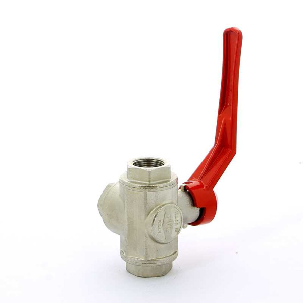 Кран Itap 3/4" шаровый трёхходовой L-порт (красная ручка-рычаг) (1280034L)