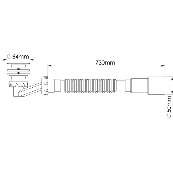 Сифон для душевого поддона Nova 1 1/2"х64 (h=70 мм) с гибкой трубой 1 1/2"х40/50 (1622)