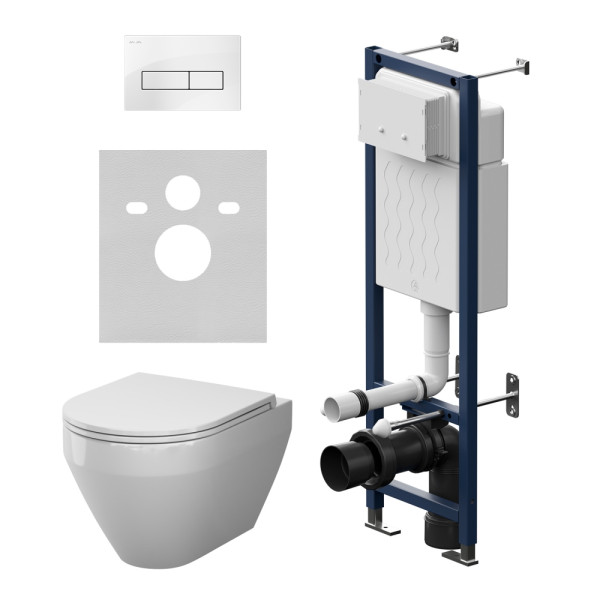 Комплект инсталляция с унитазом AM.PM ErgoFit с клав M белый глянц с подвесным унитазом Spirit V2.0 Aquaspin (IS110301.701900)