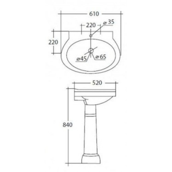 Раковина подвесная Cezares Primo 610х520х140 (CZR-399)