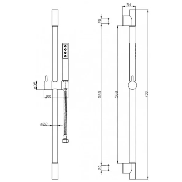 Душевой гарнитур BelBagno Uno хром (UNO-SAL-NERO)