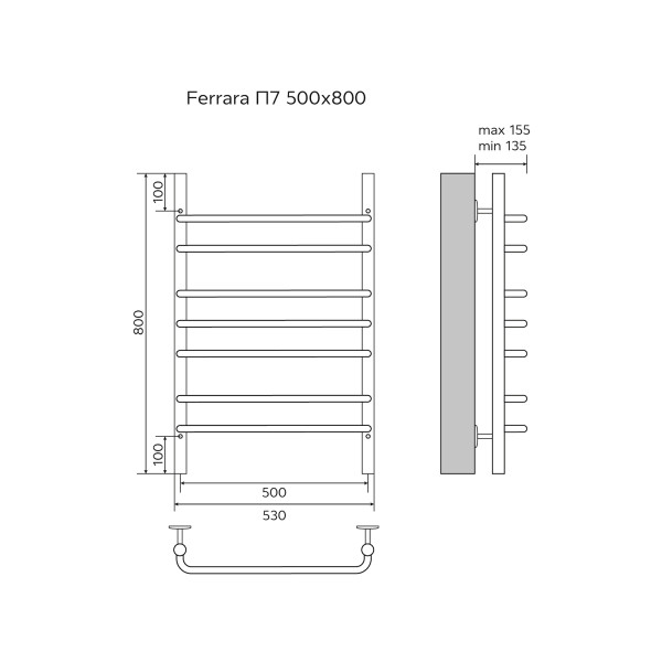 Полотенцесушитель водяной Azario Ferrara 500x800 хром Полотенцесушитель водяной Azario Ferrara 500x800 хром