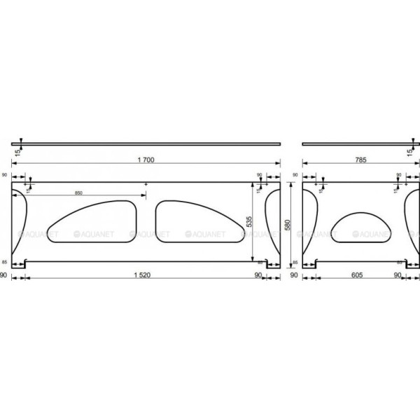 Экран фронтальный для ванны Aquanet Bright Stone 170 с узором белый (332881)