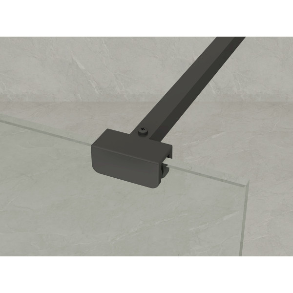 Душевое ограждение Loranto Walk-In 90x200 стекло прозрачное/лофт клетка, профиль черный матовый (CS-W02B-90)