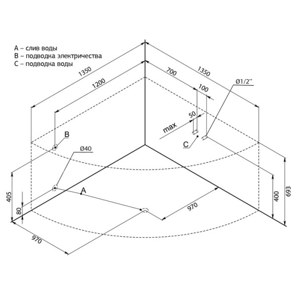 Ванна акриловая Aquanet Vitoria 135х135 без гидромассажа Ванна акриловая Aquanet Vitoria 135х135 без гидромассажа