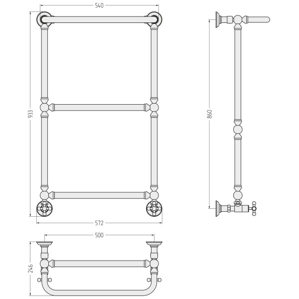 Полотенцесушитель водяной Сунержа Ренессанс 860x500 матовый черный (31-0281-8650)
