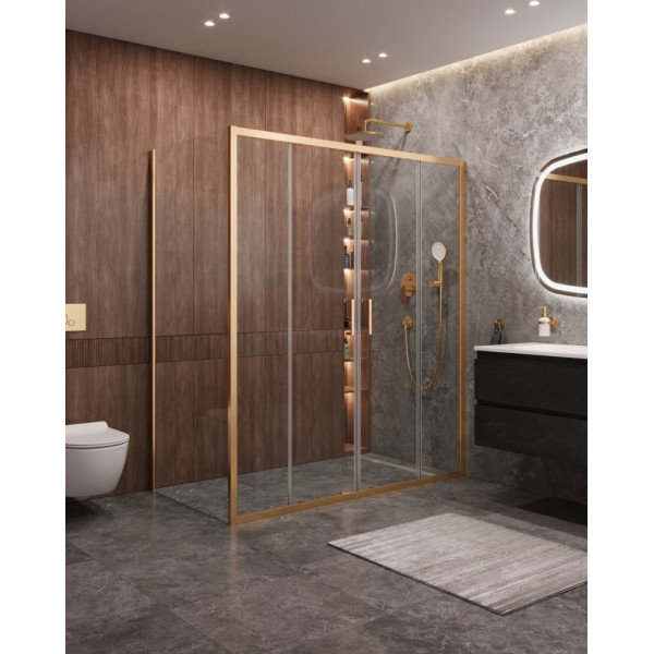 Душевой уголок Cezares Molveno 170x90x195 стекло прозрачное, профиль брашированное золото (MOLVENO-AH-2/1-170/90-C-BORO-IV)