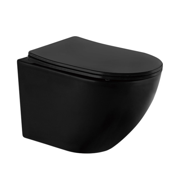 Унитаз подвесной Abber Bequem безободковый, черный матовый (AC1100MB)