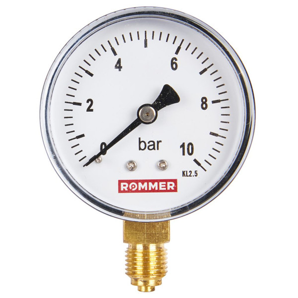 Манометр радиальный 1/4" 63 мм (0...10 бар) Rommer (RIM-0010-631008)