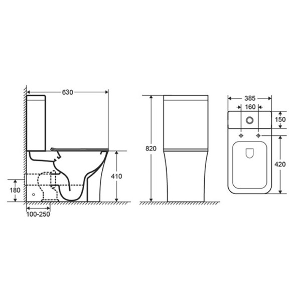 Унитаз напольный Anteo Square безободковый с бачком и сиденьем микролифт 630х385х820 (AZ-1218A)