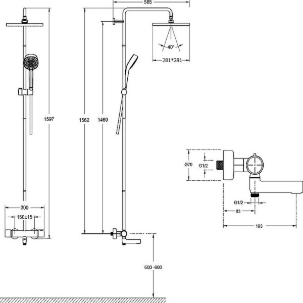 Душевая система Jacob Delafon Atom хром (E26237-CP)