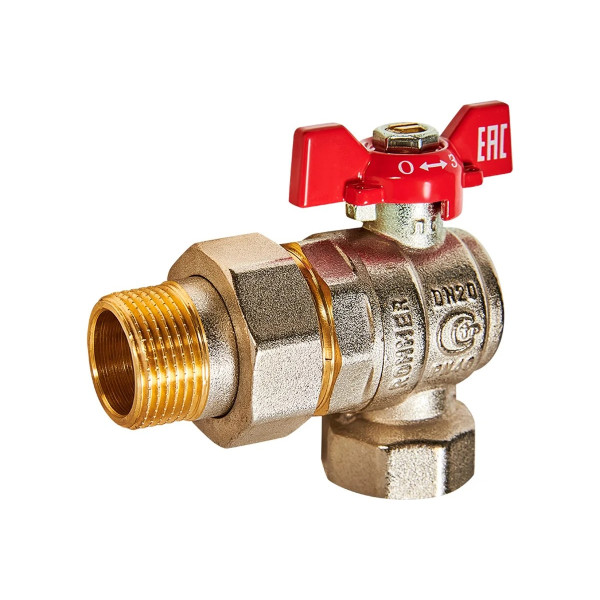 Кран угловой 3/4" шаровый со сгоном Rommer (ГОСТ, красная бабочка) RBV-0006-2610220 Кран угловой 3/4" шаровый со сгоном Rommer (ГОСТ, красная бабочка) RBV-0006-2610220