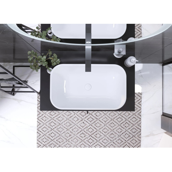 Тумба подвесная 1Marka Desire 800x500x487 белый + черная столешница (Ц0000026590)