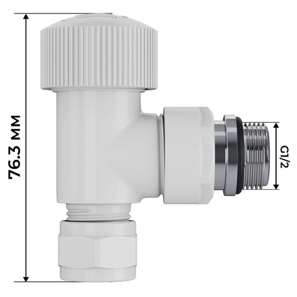 Комплект термостатический угловой 1/2"х15 мм Royal Thermo Design Pro М30х1,5 (Белый) (RATVXU11215WH) Комплект термостатический угловой 1/2"х15 мм Royal Thermo Design Pro М30х1,5 (Белый) (RATVXU11215WH)